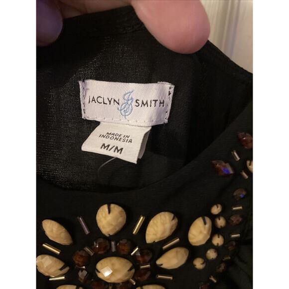 Jaclyn Smith‎ Long Black Embroidered Bead Dress Medium NWT - Picture 5 of 7